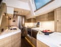 The spacious galley is located on the port side of the companionway