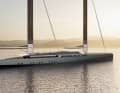 Wing 100 : Les deux mâts de ce voilier en aluminium de 100 mètres de long peuvent se contenter de mâts d'amarrage.