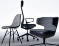 Die drei Protagonisten der Vitra-Edition (v. l.): der Eames Plastic Side Chair, der Bürostuhl ID Trim L und der Designersessel Petit Repos