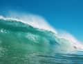 This is what a hollow breaking wave that breaks close-out looks like from a SUP surfer's perspective. There is no way out over the lip of the wave. The only option now is to dive under the wave with a paddle. Hopefully the leash is strong!