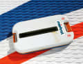 Mistral: Two glued tabs with stainless steel rings hold the plate for the mast base. Particularly stable, the board is not weakened and the plate can be removed for paddling.