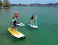 Variety: The Duo 10'6" (front) is hard at the back and only inflated at the front - ideal for smaller surf. The Red Paddle Compact 9'6" (right) impresses with its particularly small packing dimensions.