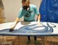 Everything is sanded before the "hot coat" is applied to the underside.