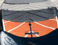 The deck pad of the RRD extends to the stern.