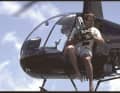 Bei den Photoshootings waren Helikopter im Dauereinsatz. Hier mit Kultfilmer Robert Masters.