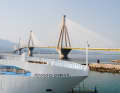 The almost 2.3 kilometre-long Rio Andirrio Bridge connects the Greek mainland with the Peloponnese.