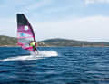 Enrico's moves are spot on, whether jibing on the water or rigging ashore.