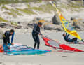 The SURF testers changing the mast