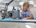 Here the boss sews himself.