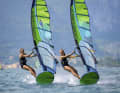 A twin rarely comes alone - Resi (left) and Sophie Steinlein without foil on Lake Garda.