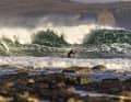 Timo Mullen fearlessly attacks a Thurso wave - the 3.7 sail provides enough power for the attack.