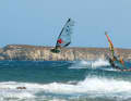 New Golden Beach attracts visitors with shallow water and - if the Meltemi fires properly - good diving ramps