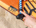 Adjust the mast extension appropriately (luff length minus mast length)