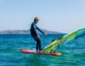 Try to set a right angle between the board and the sail.