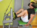 ...and then bend your legs again as far as you can. Place your feet about hip-width apart, with the tips of your feet pointing slightly outwards. It is important that you make sure that your knees do not come together during the movement. They should always be the same distance apart as your feet!