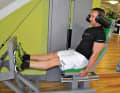 Leg press This exercise trains your entire leg muscles: the front and back of your thighs as well as your gluteal muscles. The best way to do this exercise is on the leg press. Extend your legs fully without overstretching...