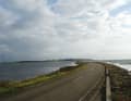 A narrow dam separates the Baltic Sea from the lagoon.