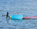 As soon as you reach deep water, turn the board round - always with the foil away from your body!