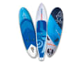 Three board types for beginners - longboard with centreboard (left), windSUPs for paddling and windsurfing in light winds (centre) and large freeride boards (right), which only make sense with more wind, gliding conditions and appropriate riding skills.