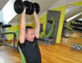 Neck press: Hold the dumbbells vertically above your head with your arms straight. Then slowly lower them sideways as far as you can ...
