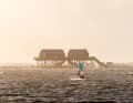 If there is a strong westerly wind and a spring tide, the beach at Sankt Peter Ording is transformed into a watery landscape.