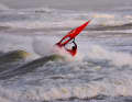 Christian Kohl takes on a North Sea breaker in the morning light
