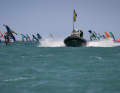 ...the starters cross the line behind the boat