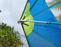 Solid reinforcements and carbon strips that run radially into the sail.