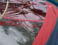 The sail has a clearly visible profile even without wind pressure.
