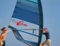 Back-breaking work: Positioning the sails optimally for the photo - in 20 knots of wind