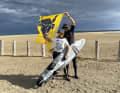 She celebrated her success on the beach at La Palme in the south of France.