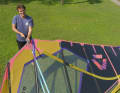 There is no play on the luff, the planing belly only enters the sail via the outhaul.