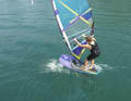 When pumping up on the foilboard, Jordy is on the edge from the start...