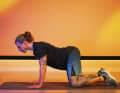 Start in a quadruped position with your hands under your shoulders and your knees under your hips. Inhale and let your belly sink as you look up and arch your back