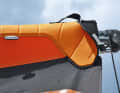 The protector is solid, the lower leech is edged with a rubber strip.
