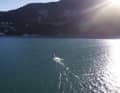 Head of surf testing and photographer Stephan Gölnitz uses drones for videos, but above all for unusual photos during testing, such as here on Lake Garda.