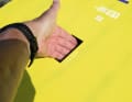Recessed grip in the underwater hull for easy carrying