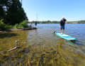 The slightly curved bow glides effortlessly over the water.