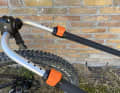 The length of the drawbar can also be easily adjusted with a snap lock, just like the boom
