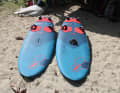 Two identical boards are available for comparing the sails.