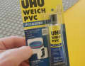 You need a suitable adhesive "for soft PVC", which is available in every DIY store...