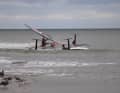 With an icy cold easterly wind, the course for the foil races was far out again