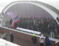 The official opening in the Kurmuschel was a little bit lost in a heavy rain shower