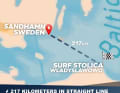 The route: from Sandhamn in Sweden directly to the Polish surfing capital of Wladyslawowo
