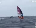 In the gusts of more than 20 knots, he could barely sheet in the sail at times