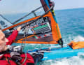 Jono uses trim systems to adapt his rig to the conditions.