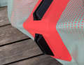 The split fin box makes furling easier.