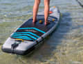 The safety line runs from the fin to the leash eyelet.