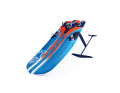 XXL package: almost one metre wide, 2.20 metres long, 196 litres volume; plus a 95-centimetre foil mast and a fuselage of 1.15 metres.