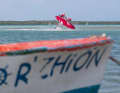 Bonaire: world champions are baked here: Amado Vrieswijk, local freestyle world champion, trains daily on the pier.